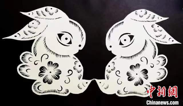 圖為甘肅“非遺人”創(chuàng)作的剪紙兔。(資料圖) 甘肅省非遺保護中心供圖