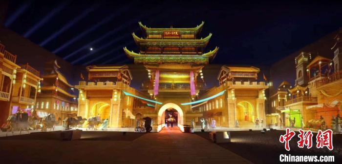 2024年7月15日，甘肅嘉峪關(guān)開(kāi)啟“夜游”模式。圖為夜游燈光劇《天下嘉峪關(guān)》光影效果。(甘肅嘉峪關(guān)關(guān)城景區(qū)供圖)